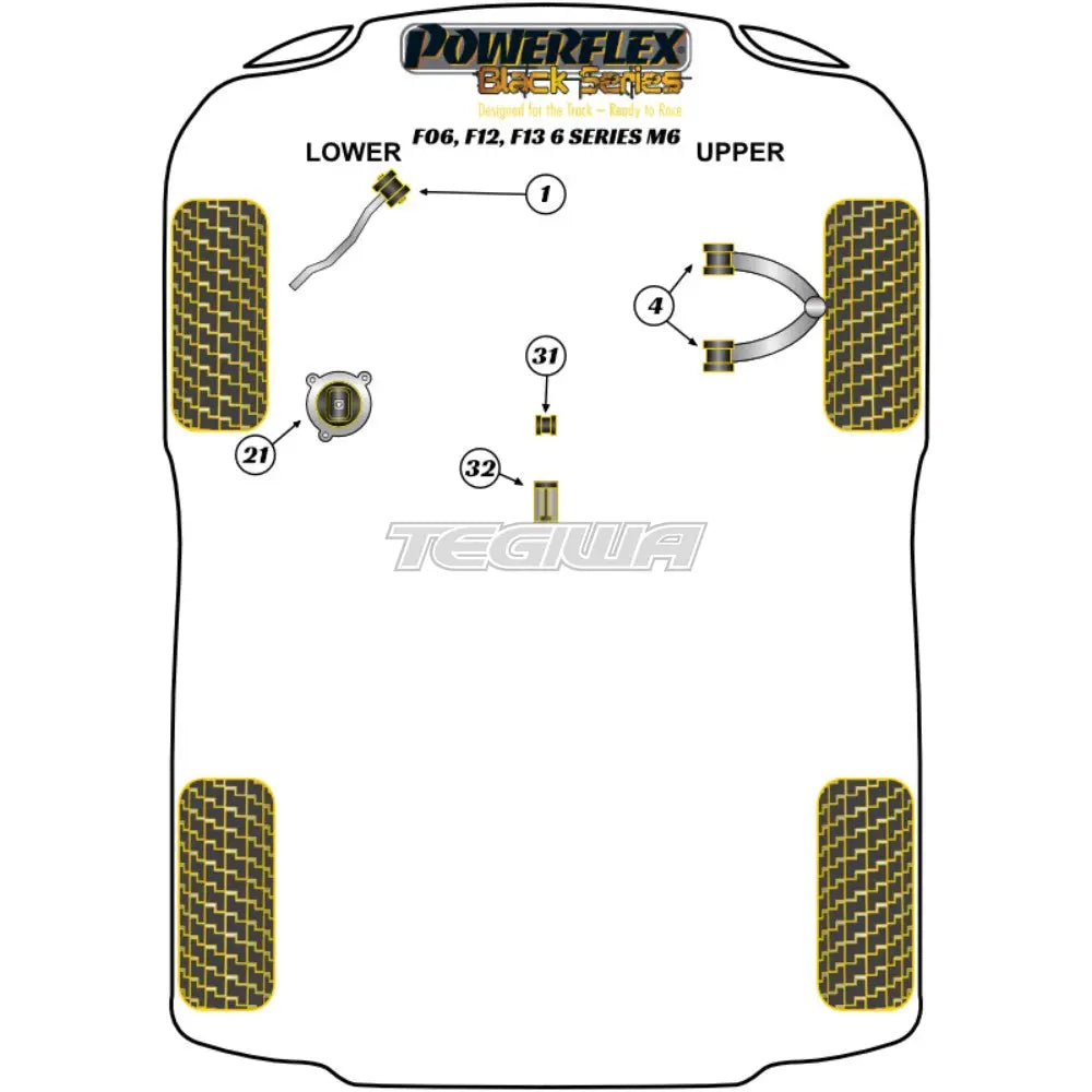 Powerflex Black Series Front Radius Arm To Chassis Bush Bmw 6 F06 F12 F13 Sedan Convertible Coupe