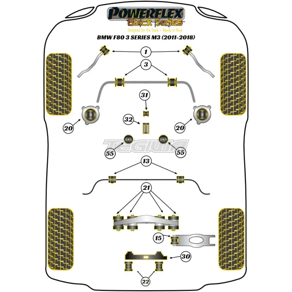 Powerflex Black Series Front Radius Arm To Chassis Bush Caster Adjustable Bmw 3 F30 F31 F34 F80 M3