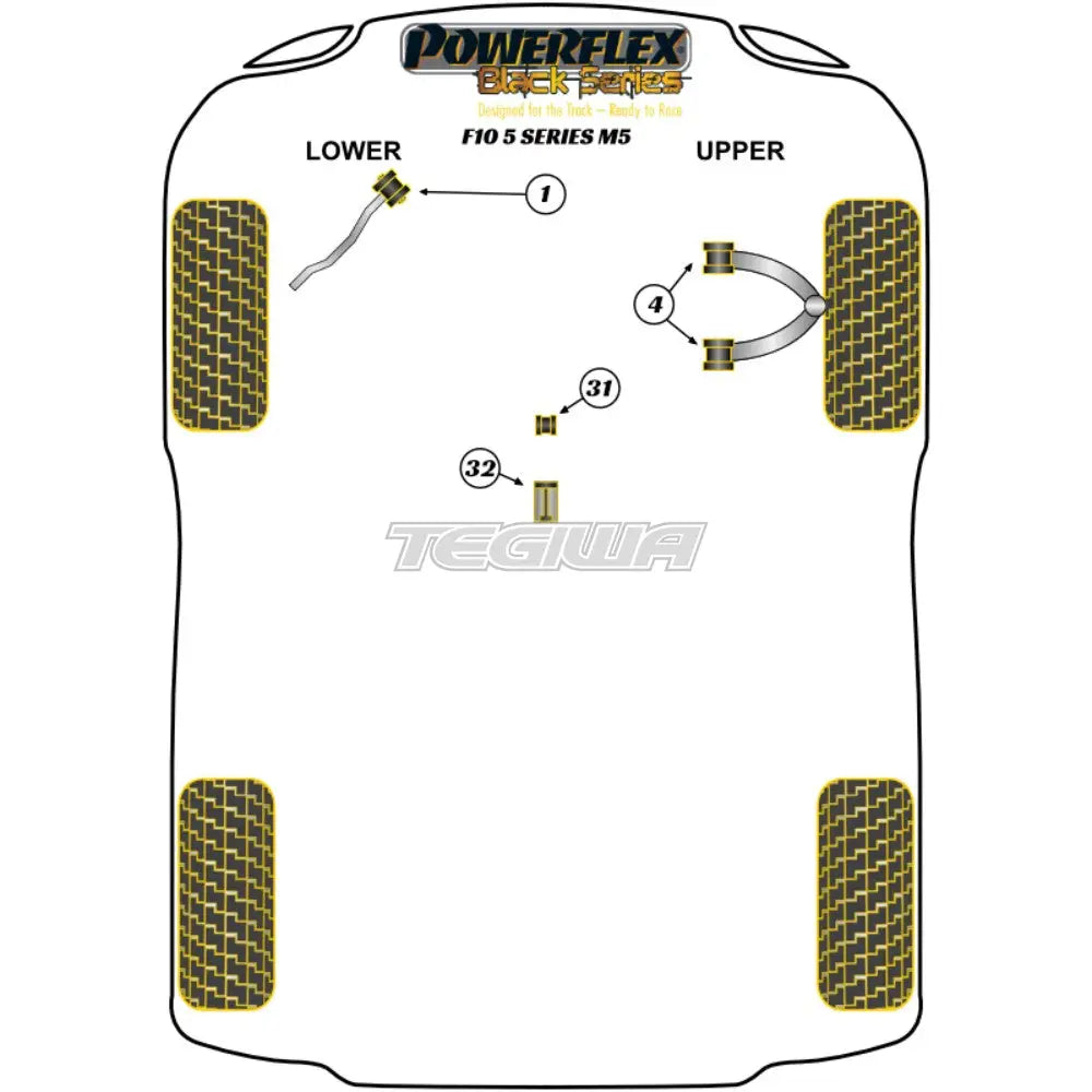 Powerflex Black Series Front Radius Arm To Chassis Bush Caster Adjustable Bmw 5 F10 F11 M5 10-17