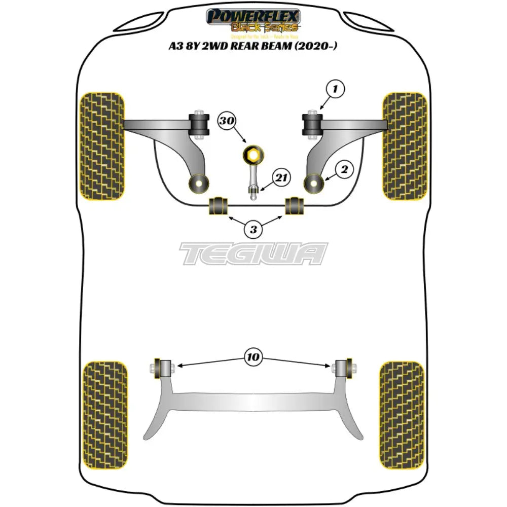 Powerflex Black Series Front Wishbone Bush Audi A3 S3 Rs3 8Y Mk4 Fwd Rear Beam 20 + Bushes