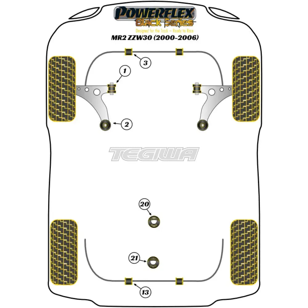 Powerflex Black Series Front Wishbone Bush Toyota Mr2 Gen3 Zzw30 00-06 Bushes