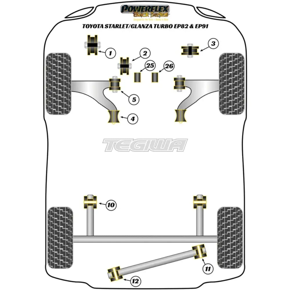 Powerflex Black Series Front Wishbone Rear Anti Lift Kit Toyota Starlet Gt Turbo Ep82 Glanza V Ep91