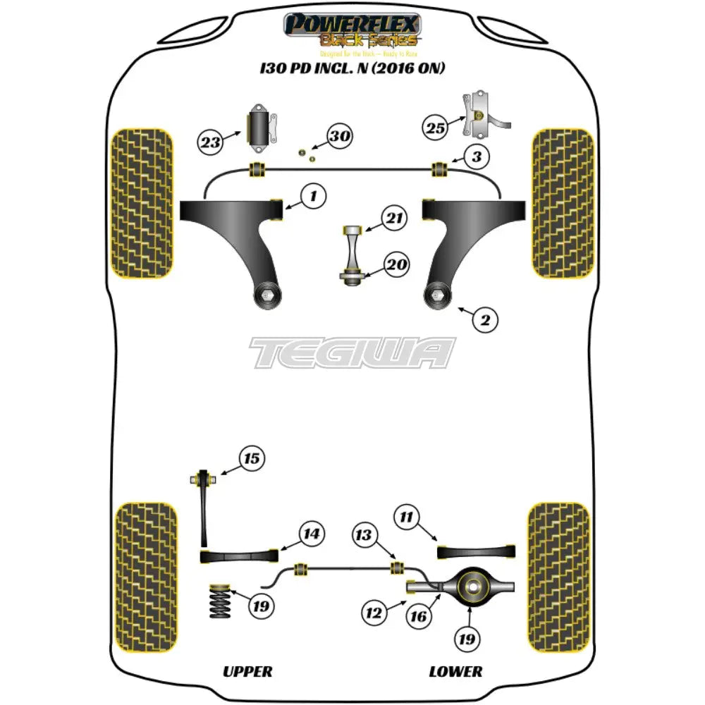 Powerflex Black Series Front Wishbone Rear Bush Anti-Lift Inc Caster Adjust Hyundai I30 Pd N