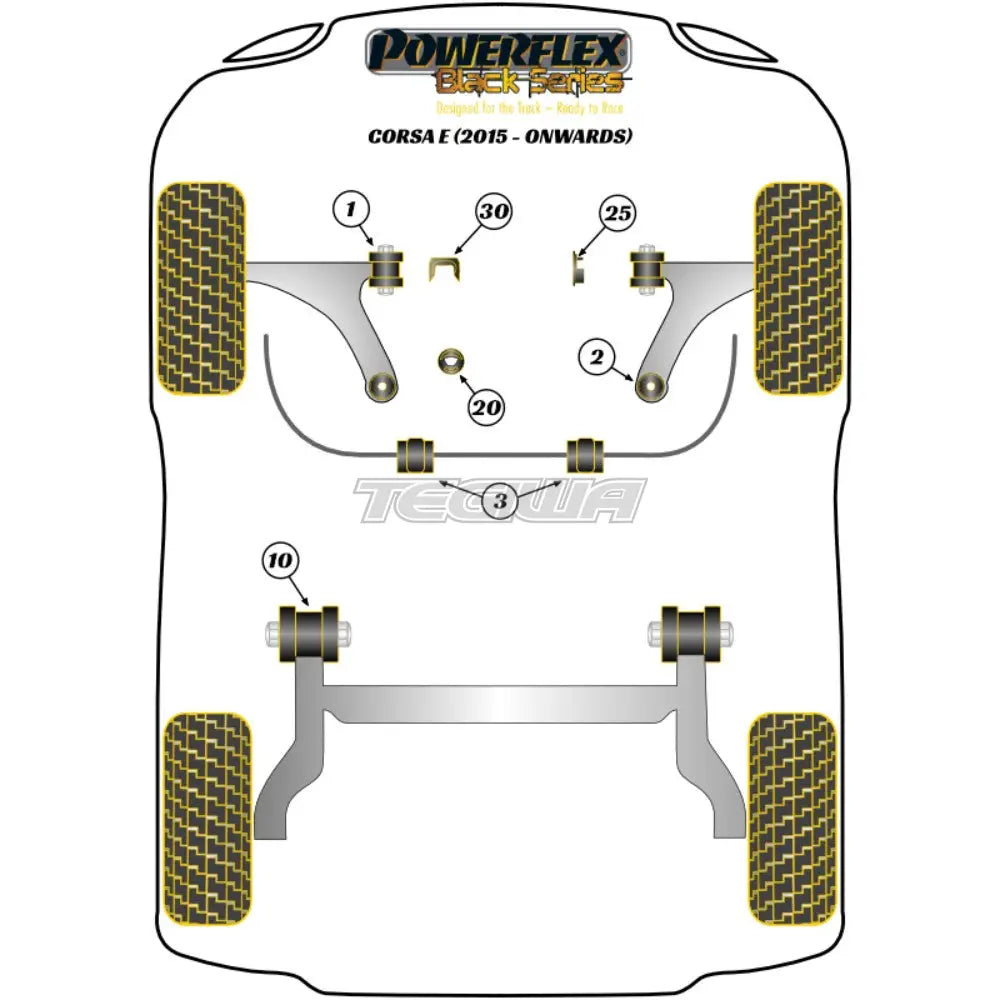 Powerflex Black Series Front Wishbone Rear Bush Caster Adjustable Vauxhall Opel Corsa E Inc Vxr Opc