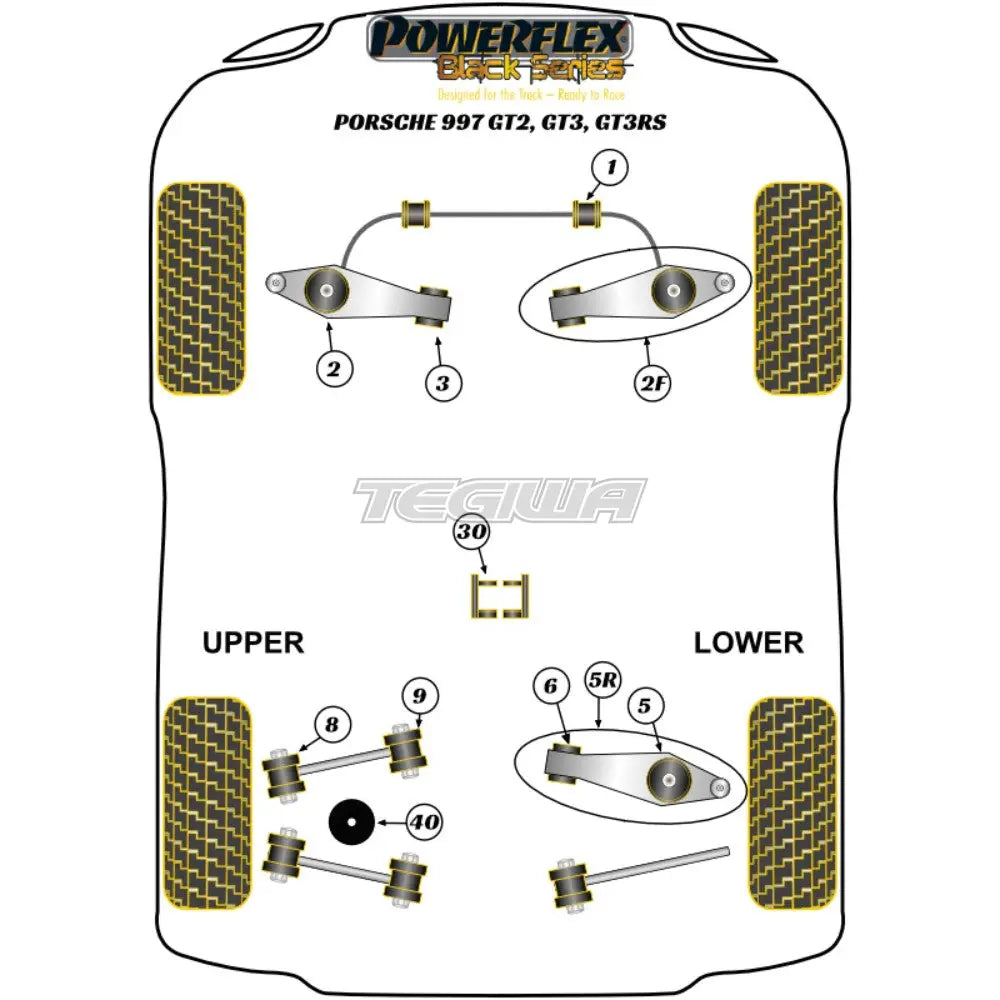 Powerflex Black Series Gearbox Front Mounting Bush Insert Kit Porsche 911 997 Gt2 Gt3 Gt3Rs 05-13