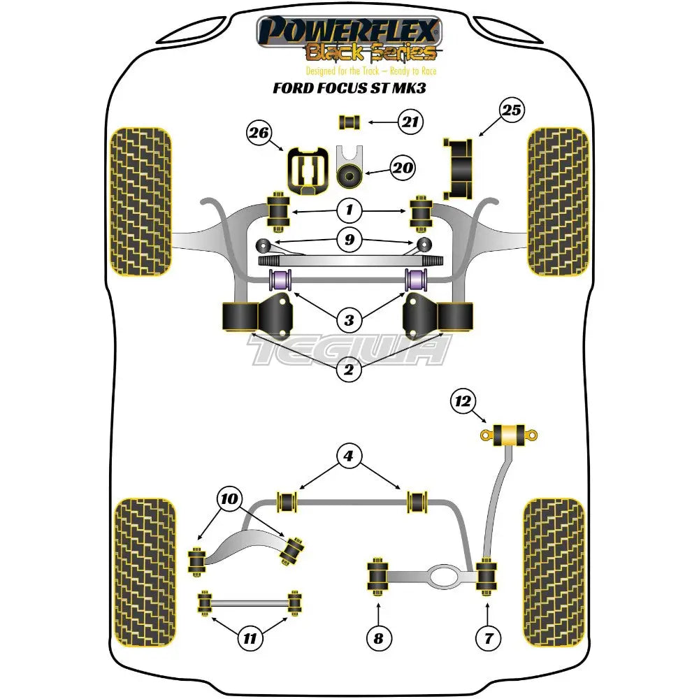 Powerflex Black Series Lower Torque Mount Bracket Inc Bush Track Use Ford Focus Mk3 St Rs 11-18