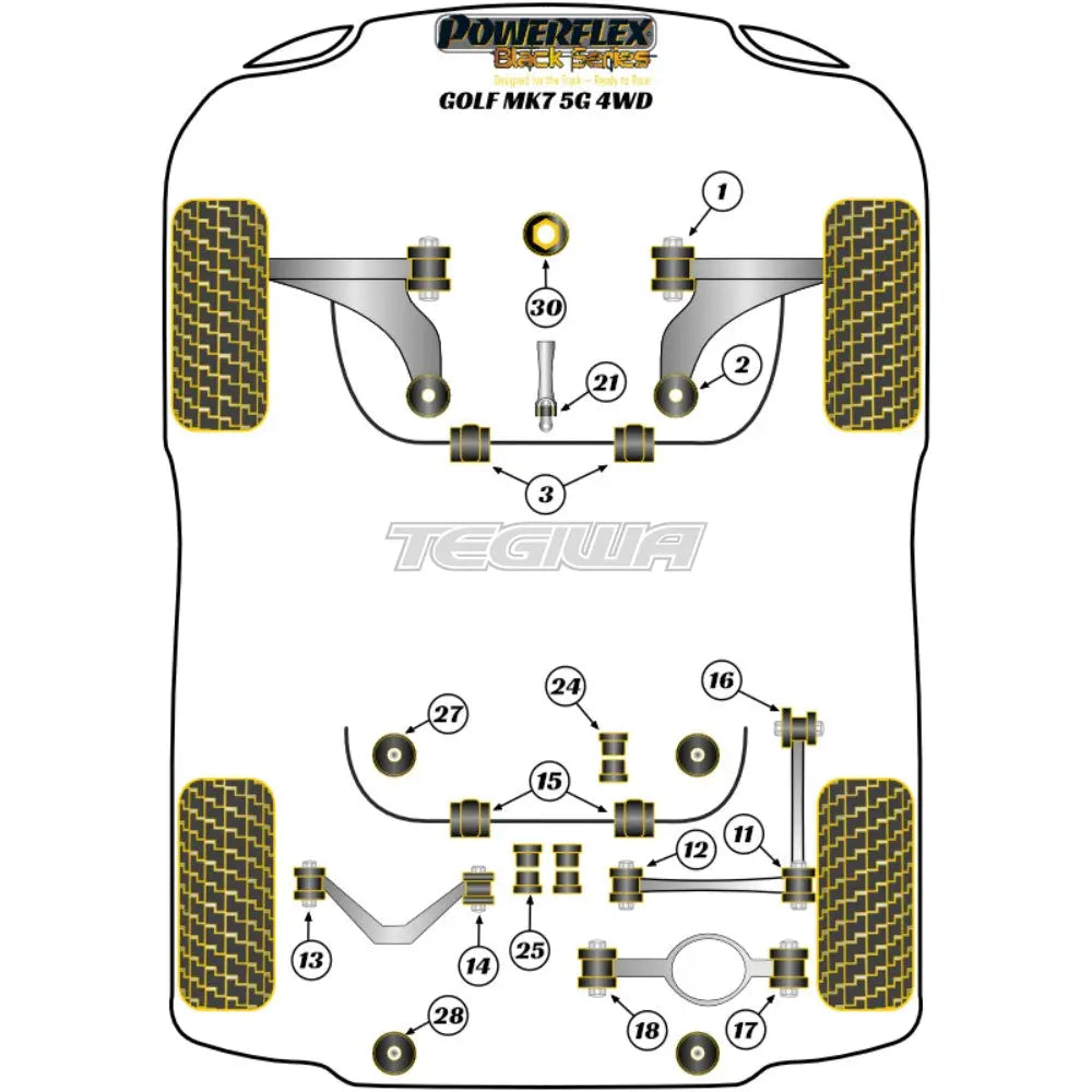 Powerflex Black Series Lower Torque Mount Small Bush Volkswagen Golf Mk7 5G 4Wd Inc R 12-19 -