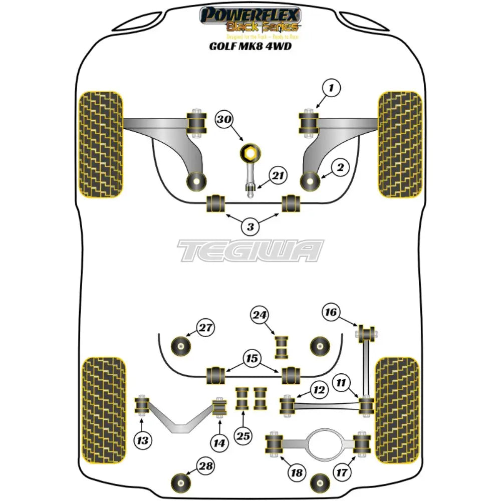 Powerflex Black Series Lower Torque Mount Small Bush Volkswagen Golf Mk8 R 4Wd 20 20 + -
