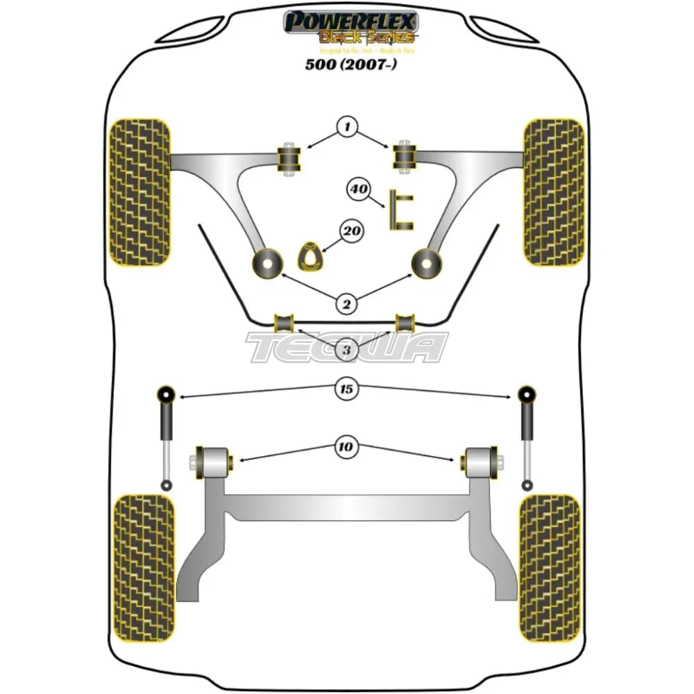 Powerflex Black Series Lower Torque Mount Track Use Fiat 500 Abarth 595 695 07 + Bushes