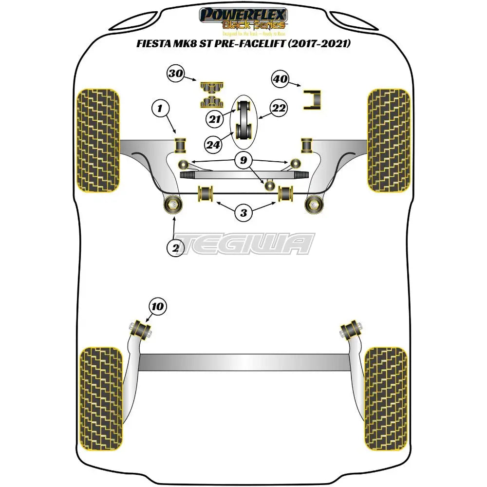 Powerflex Black Series Lower Torque Mount Track Use Ford Fiesta Mk8 8.5 Inc St 200 17 + Bushes