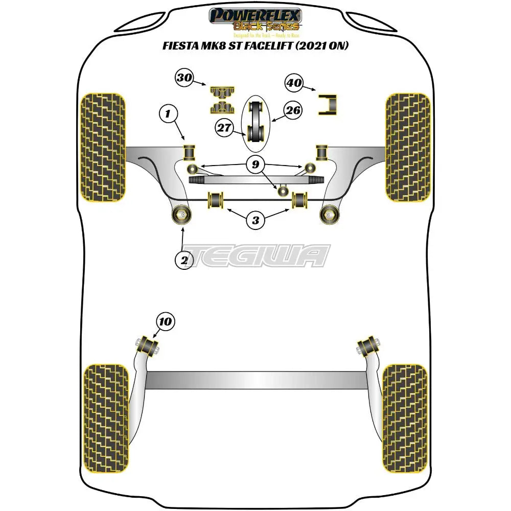 Powerflex Black Series Lower Torque Mount Track Use Ford Fiesta Mk8 8.5 Inc St Mk8.5 200 Facelift