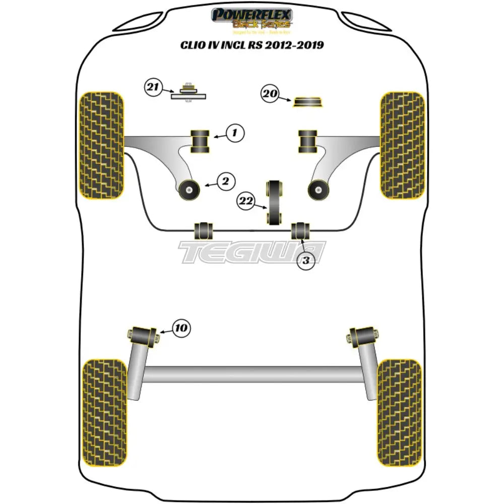 Powerflex Black Series Lower Torque Mount Track Use Renault Clio Iv Inc Rs 12-19 Bushes