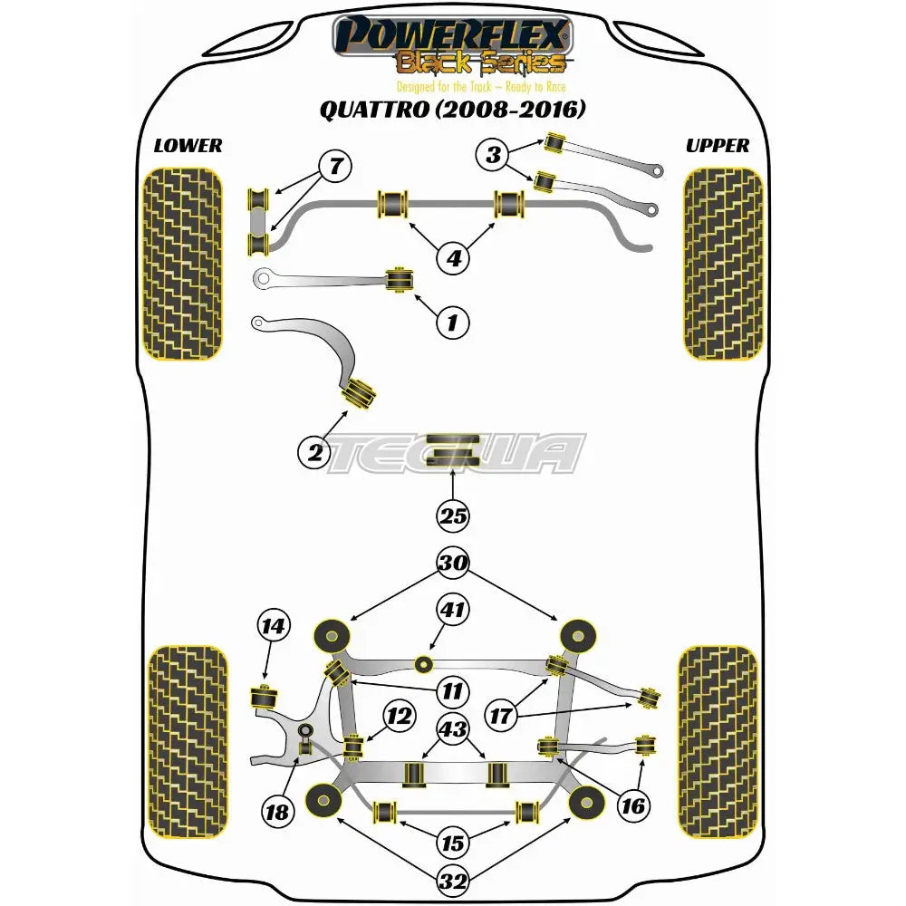 Powerflex Black Series Rear Diff Bush Insert Audi A4 S4 Rs4 B8 Quattro Inc Allroad 08-16 Gearbox