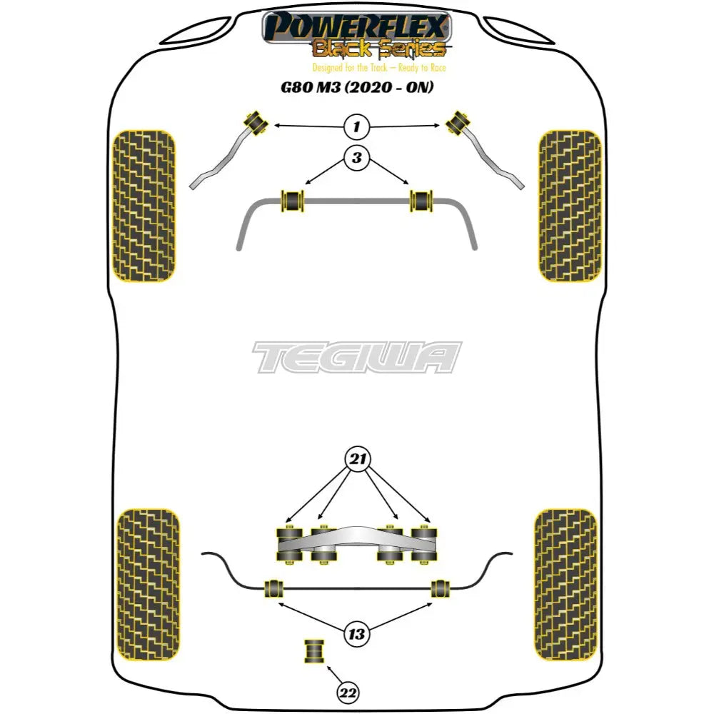 Powerflex Black Series Rear Diff Front Mounting Bush Bmw 3 G20 G21 G28 G80 M3 20 + Gearbox Mounts