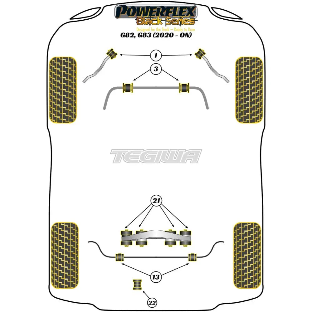 Powerflex Black Series Rear Diff Front Mounting Bush Bmw 4 G22 G23 G82 G83 M4 20 + Gearbox Mounts