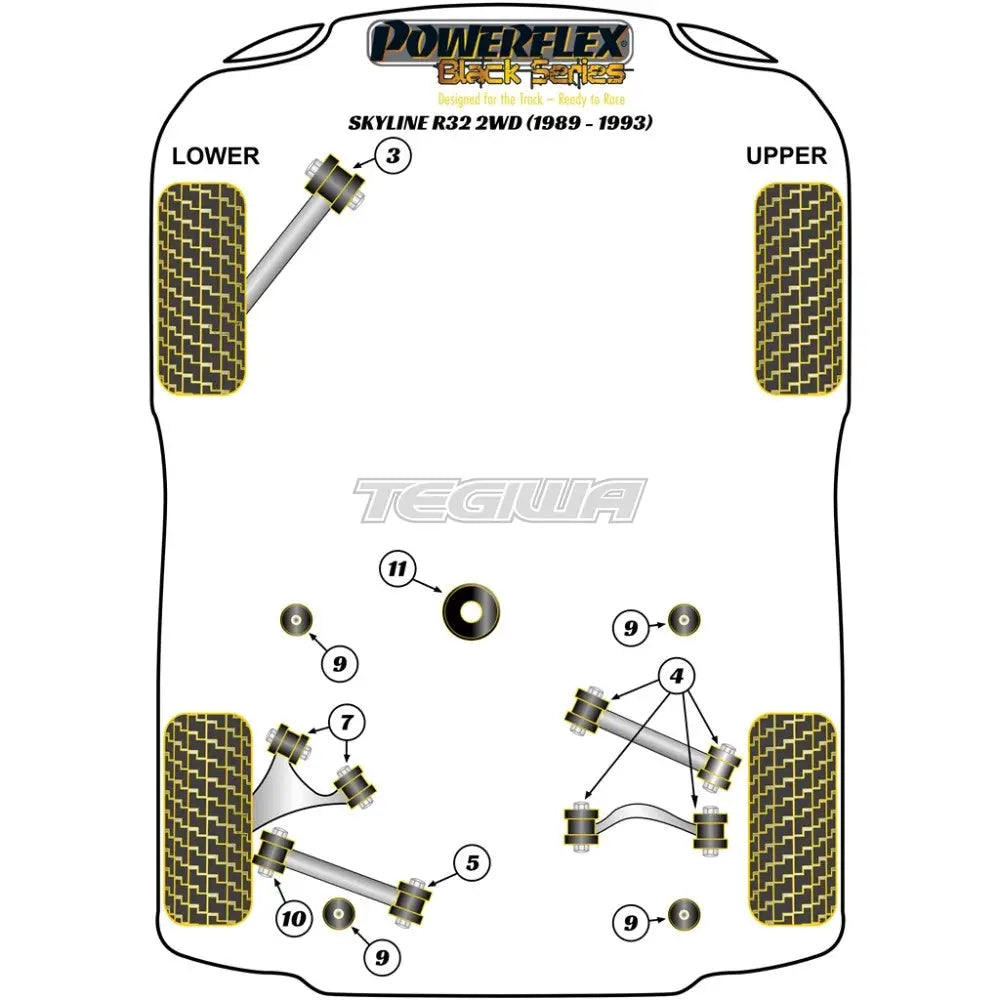 Powerflex Black Series Rear Differential Front Mounting Bush Nissan Skyline R32 2Wd Inc Gts Gxi