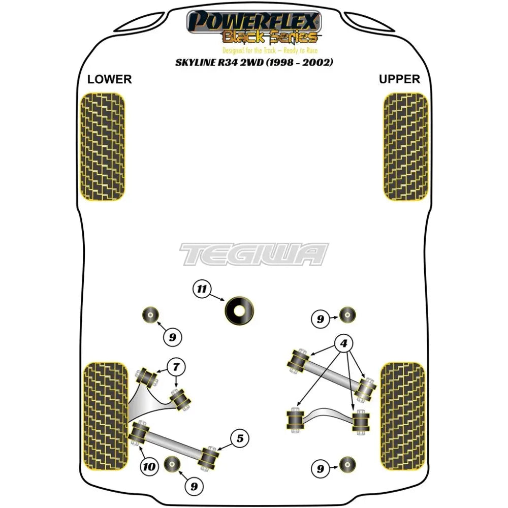 Powerflex Black Series Rear Differential Front Mounting Bush Nissan Skyline R34 2Wd Inc 25Gt 25Gtt