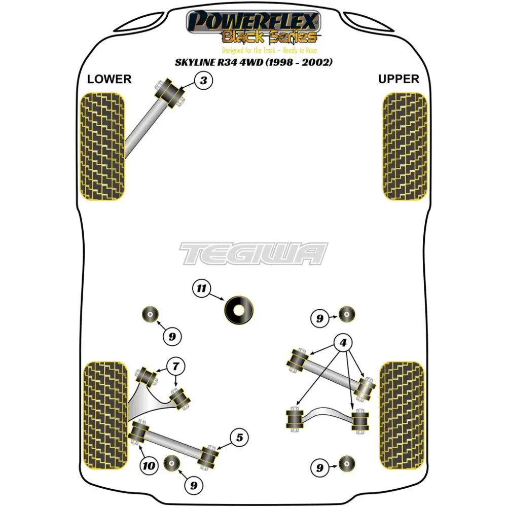 Powerflex Black Series Rear Differential Front Mounting Bush Nissan Skyline R34 4Wd Inc Gt-R 25Gt4