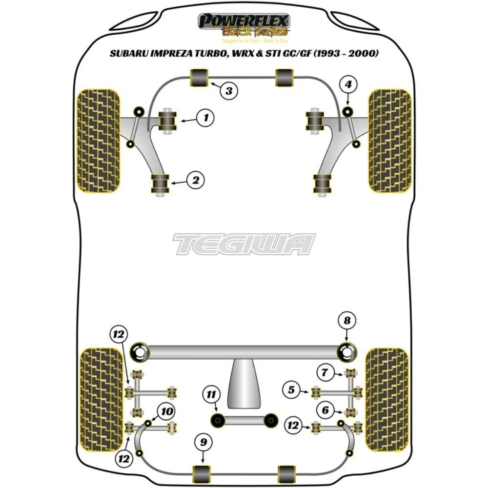 Powerflex Black Series Rear Lateral Link Bush Subaru Impreza Turbo Inc Wrx Sti Gc Gf 93-00 Bushes