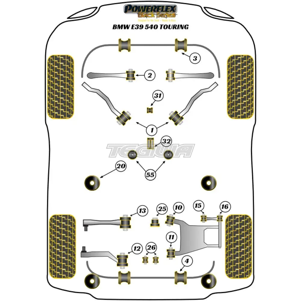 Powerflex Black Series Rear Lower Arm Front Bush Bmw 5 E39 540 Touring 96-04 Bushes