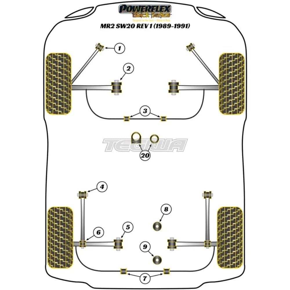 Powerflex Black Series Rear Lower Engine Mount Front 79Mm Toyota Mr2 Gen2 Sw20 Rev 1 89-99 Mounts