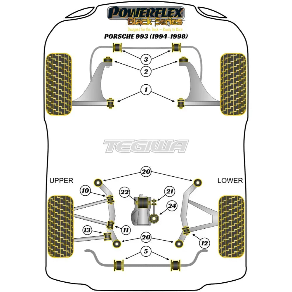 Powerflex Black Series Rear Lower Toe Link Inner Bush Porsche 911 993 94-98 Bushes