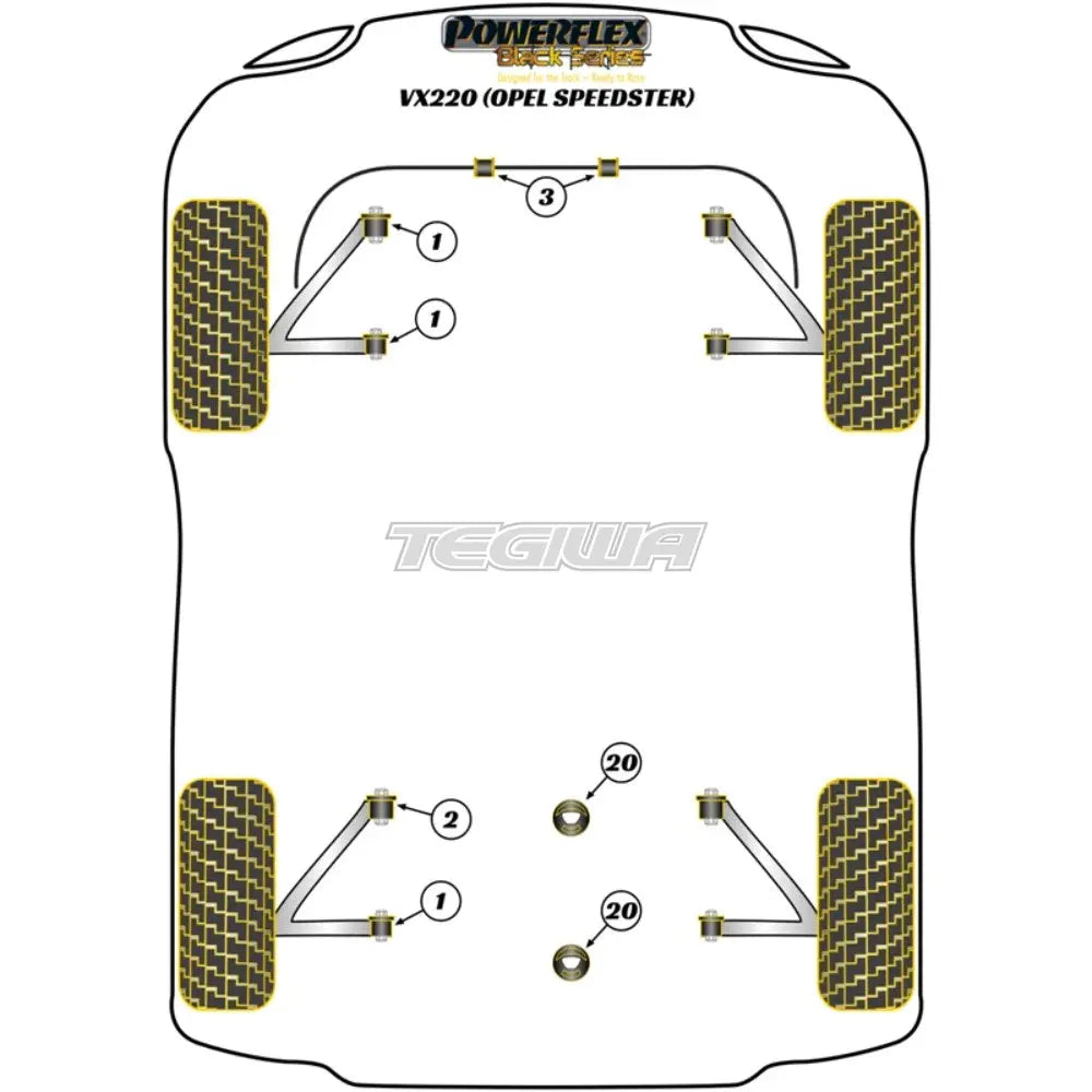 Powerflex Black Series Rear Lower Wishbone Front Bush Vauxhall Opel Vx220 Speedster 00-05 Bushes
