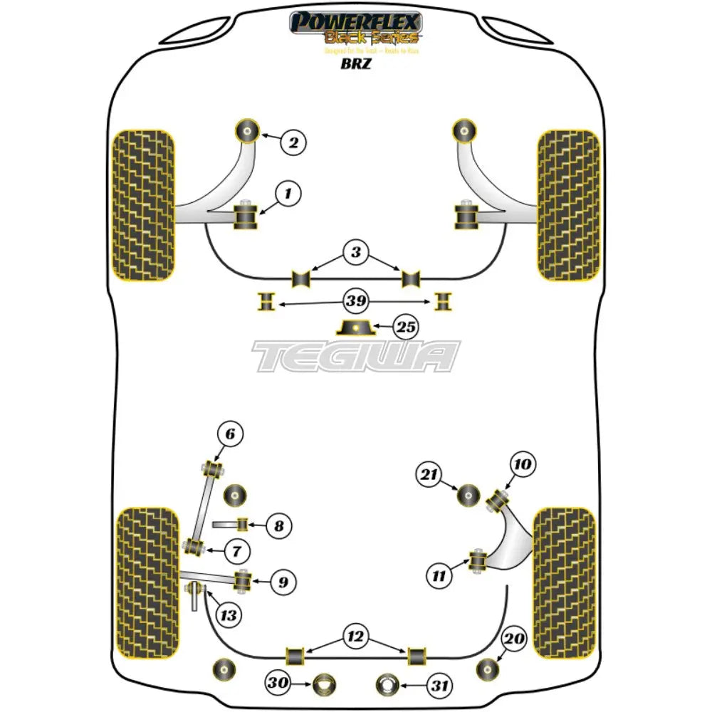 Powerflex Black Series Rear Subframe Front Bush Subaru Brz 1St Gen 12-21 Bushes