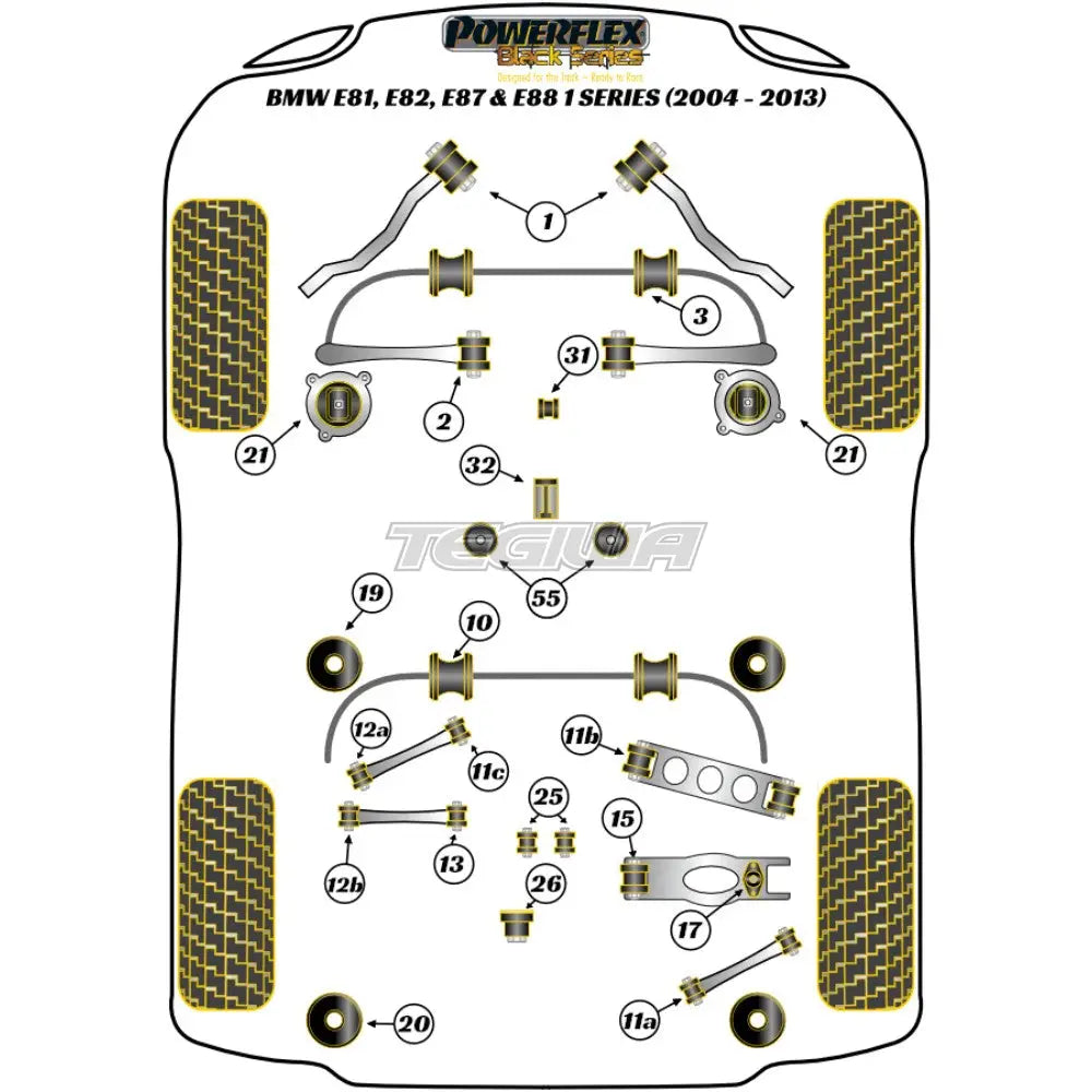 Powerflex Black Series Rear Subframe Front Mounting Bush Anti-Squat Track/Msport Bmw 1 E81 E82 E87