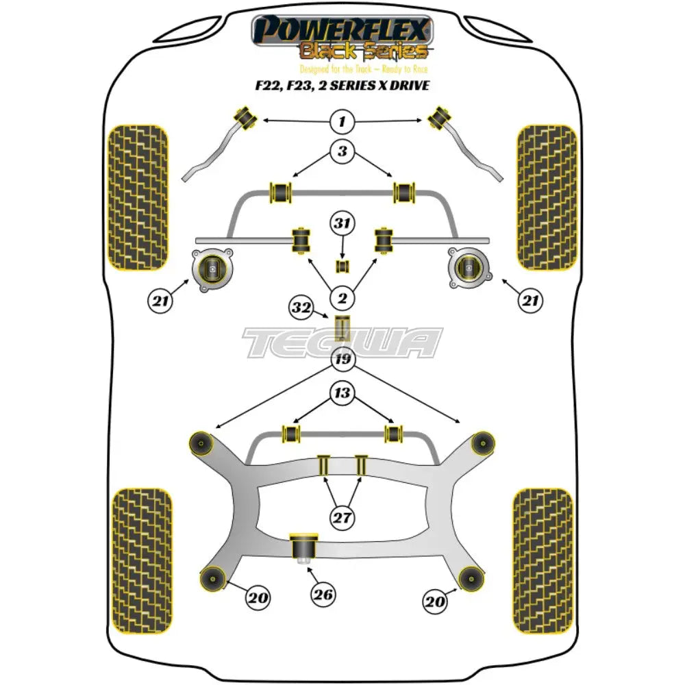 Powerflex Black Series Rear Subframe Front Mounting Bush Anti-Squat Track/Msport Bmw 2 F22 F23