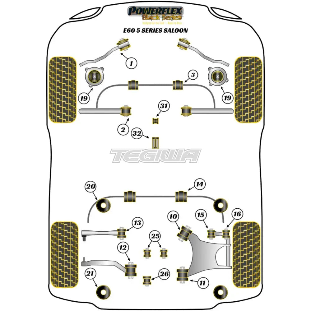 Powerflex Black Series Rear Subframe Front Mounting Bush Bmw 5 E60 E61 Saloon 03-10 Bushes