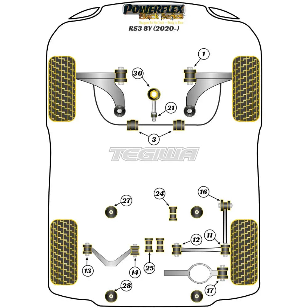 Powerflex Black Series Rear Subframe Mounting Bush Audi A3 S3 Rs3 8Y Mk4 20 + Bushes