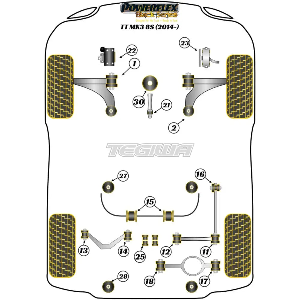 Powerflex Black Series Rear Subframe Mounting Bush Audi Tt Ttrs Mk3 Fv 8S 14 + Bushes