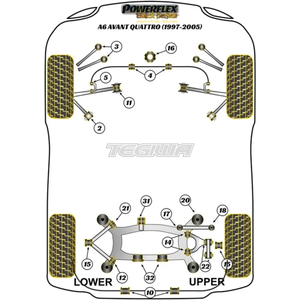 Powerflex Black Series Rear Tie Rod Outer Bush Audi A6 S6 Rs6 C5 Avant Quattro 97-05 Bushes