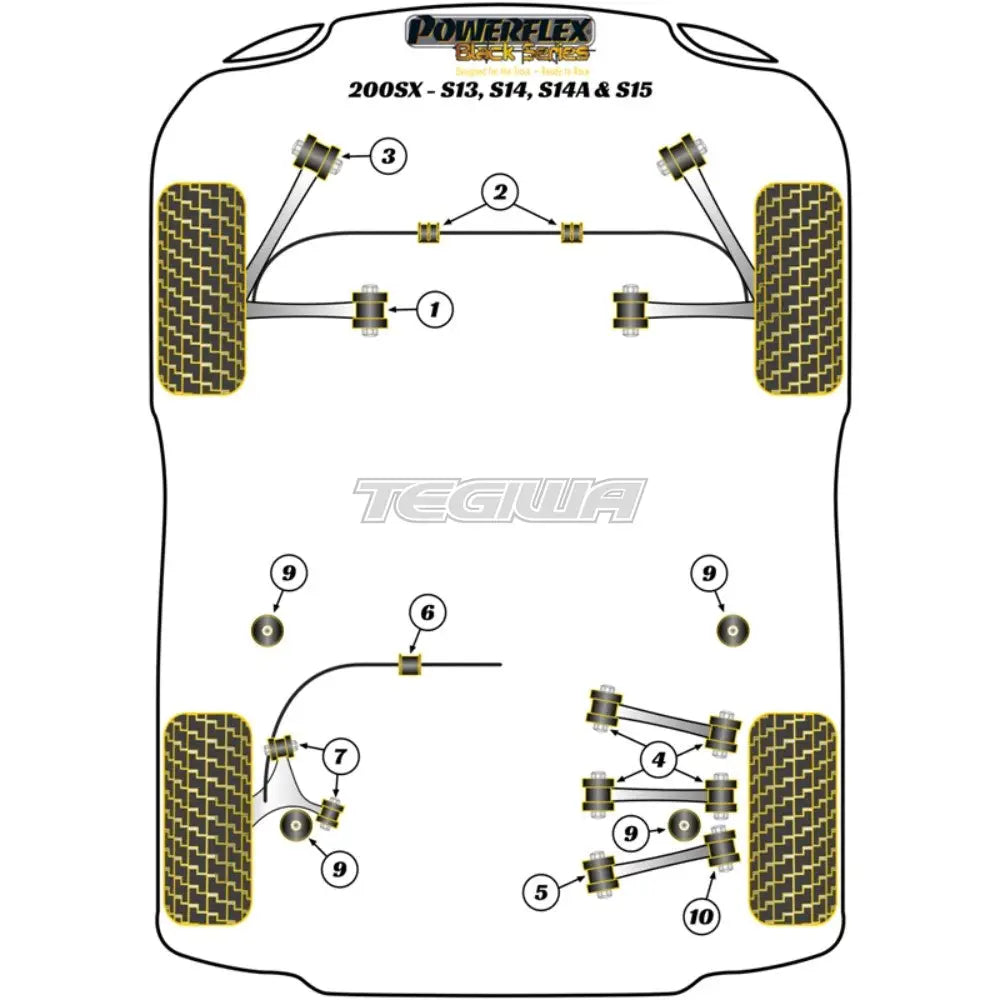 Powerflex Black Series Rear Toe Link Inner Bush Nissan Silvia 200Sx-S13 S14 S15 91-02 Bushes