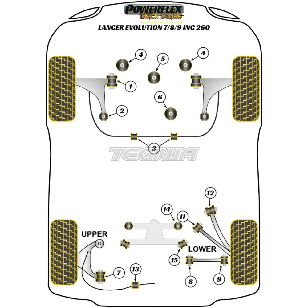 Powerflex Black Series Rear Upper Arm Bush Mitsubishi Lancer Evolution Vii Viii Ix Inc 260 01-07