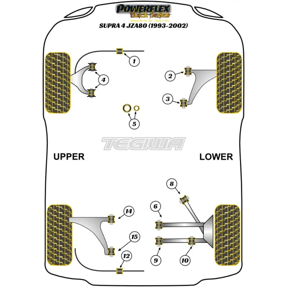 Powerflex Black Series Rear Upper Arm Front Bush Toyota Supra Mk4 Jza80 93-02 Bushes