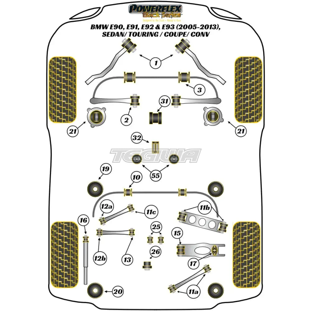 Powerflex Black Series Rear Upper Control Arm To Chassis Bush Bmw 3 E90 E91 E92 E93 E9X Sedan