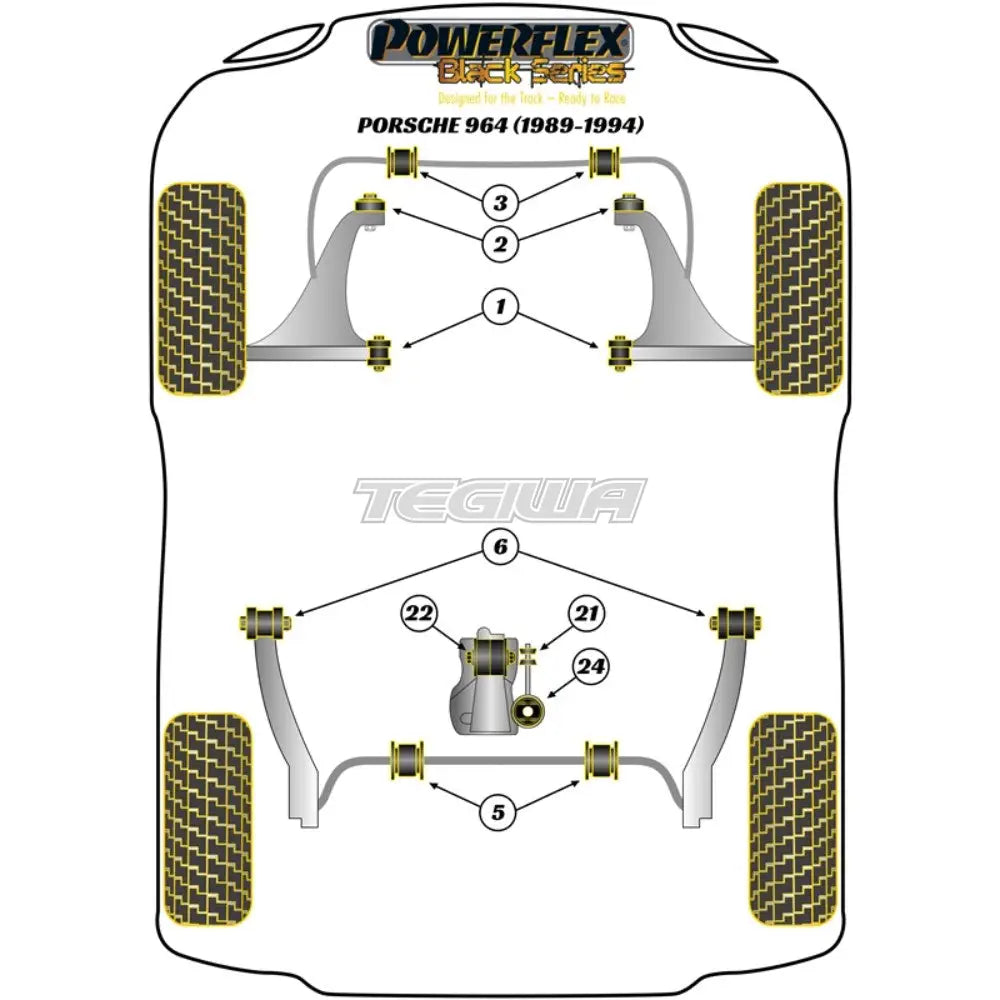 Powerflex Black Series Transmission Mount Bracket Small Bush Porsche 911 964 89-94 Bushes