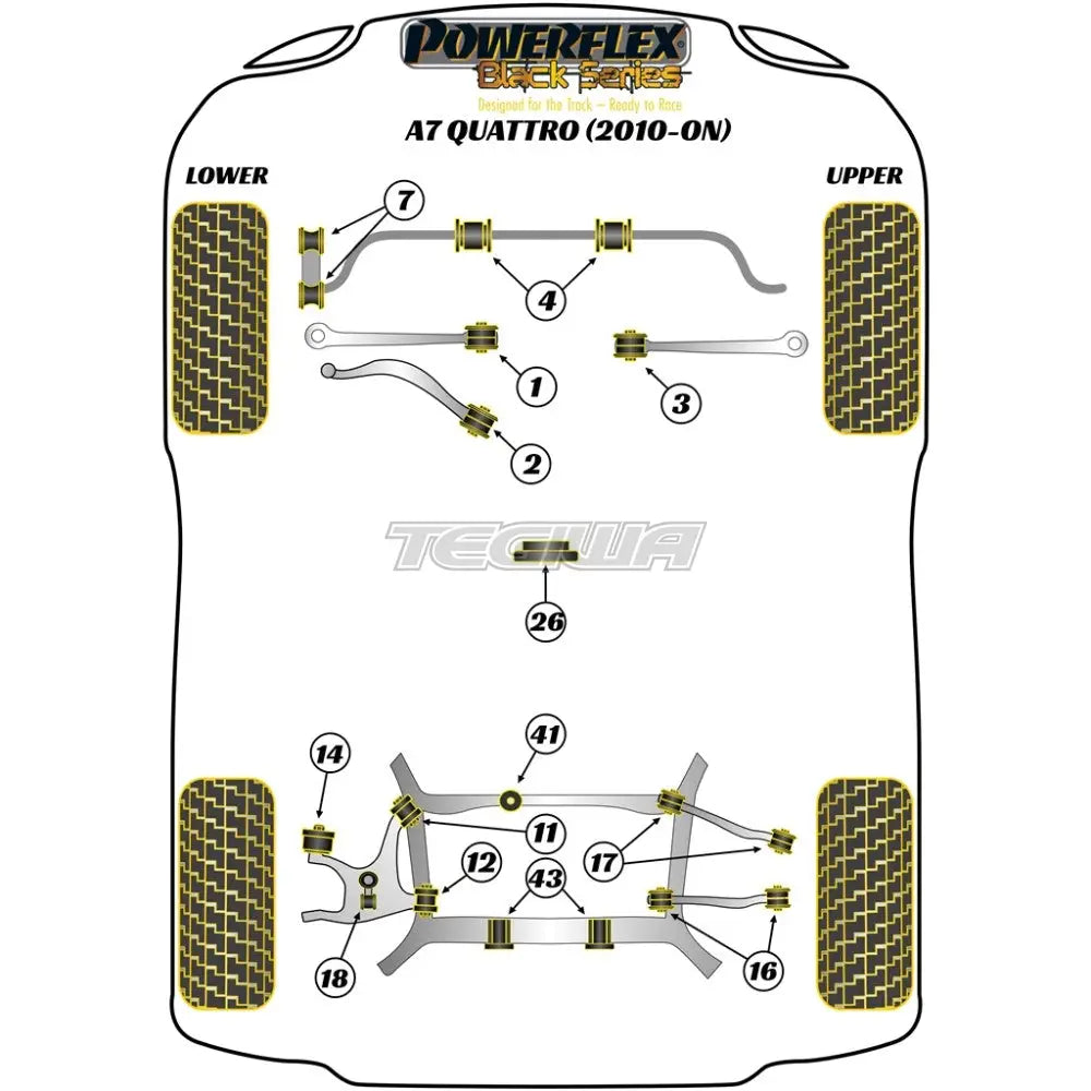 Powerflex Black Series Transmission Mount Insert Track Audi A7 S7 Rs7 4G8 Quattro 10-18 Bushes