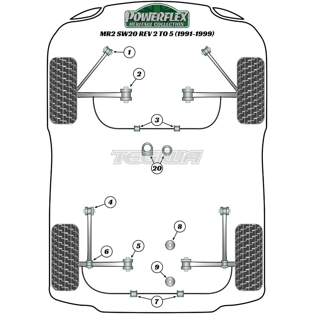 Powerflex Heritage Series Front Anti Roll Bar Bush 18.5Mm Toyota Mr2 Gen2 Sw20 Rev 2 To 5 89-99