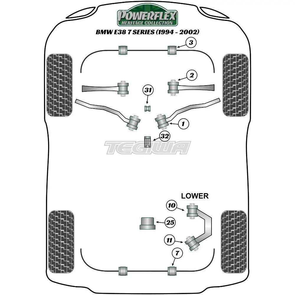 Powerflex Heritage Series Rear Diff Front Mounting Bush Bmw 7 E38 94-02 Gearbox Mounts