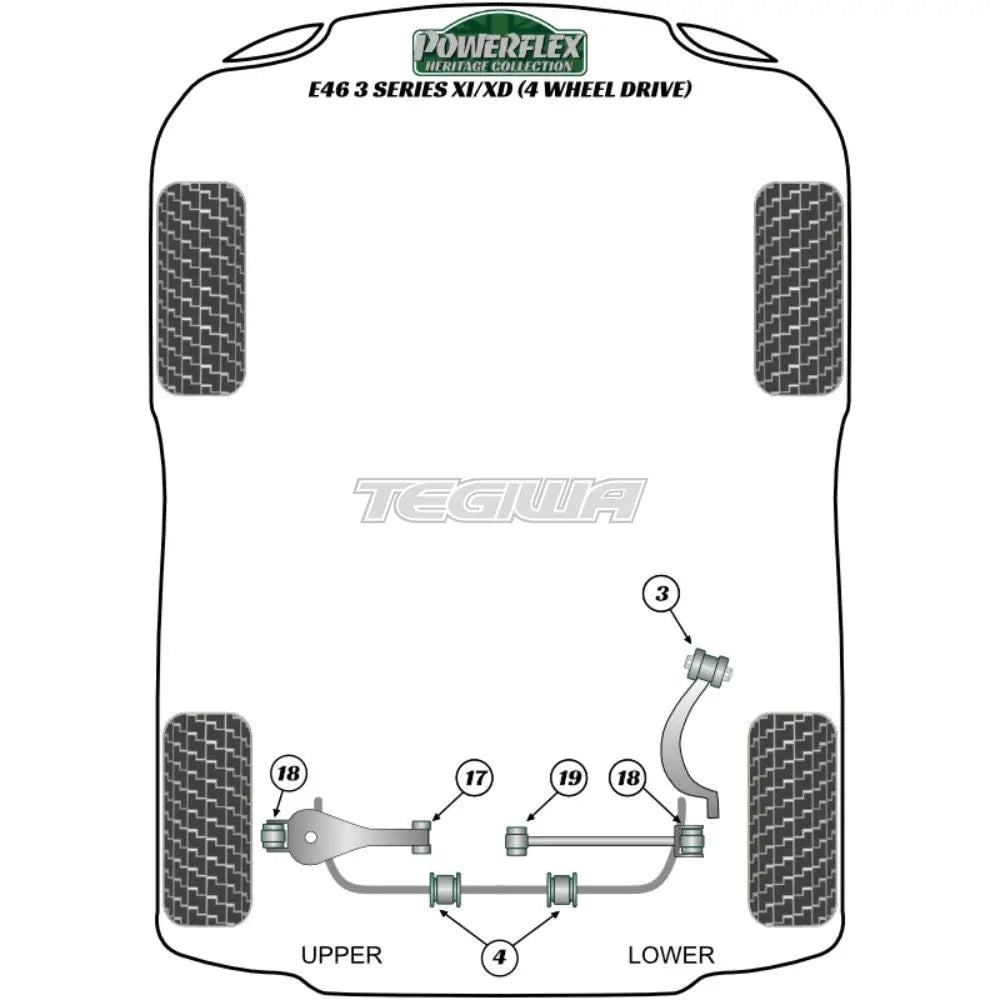 Powerflex Heritage Series Rear Subframe Bush Bmw 3 E46 Xi Xd 4Wd 99-06 Bushes