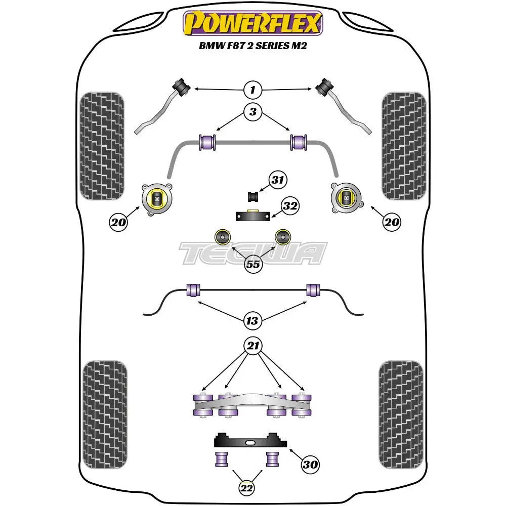 Powerflex Road & Black Series Dual-Mount Rear Differential Bracket Bmw 2 F87 M2 Coupe 15 + Bushes