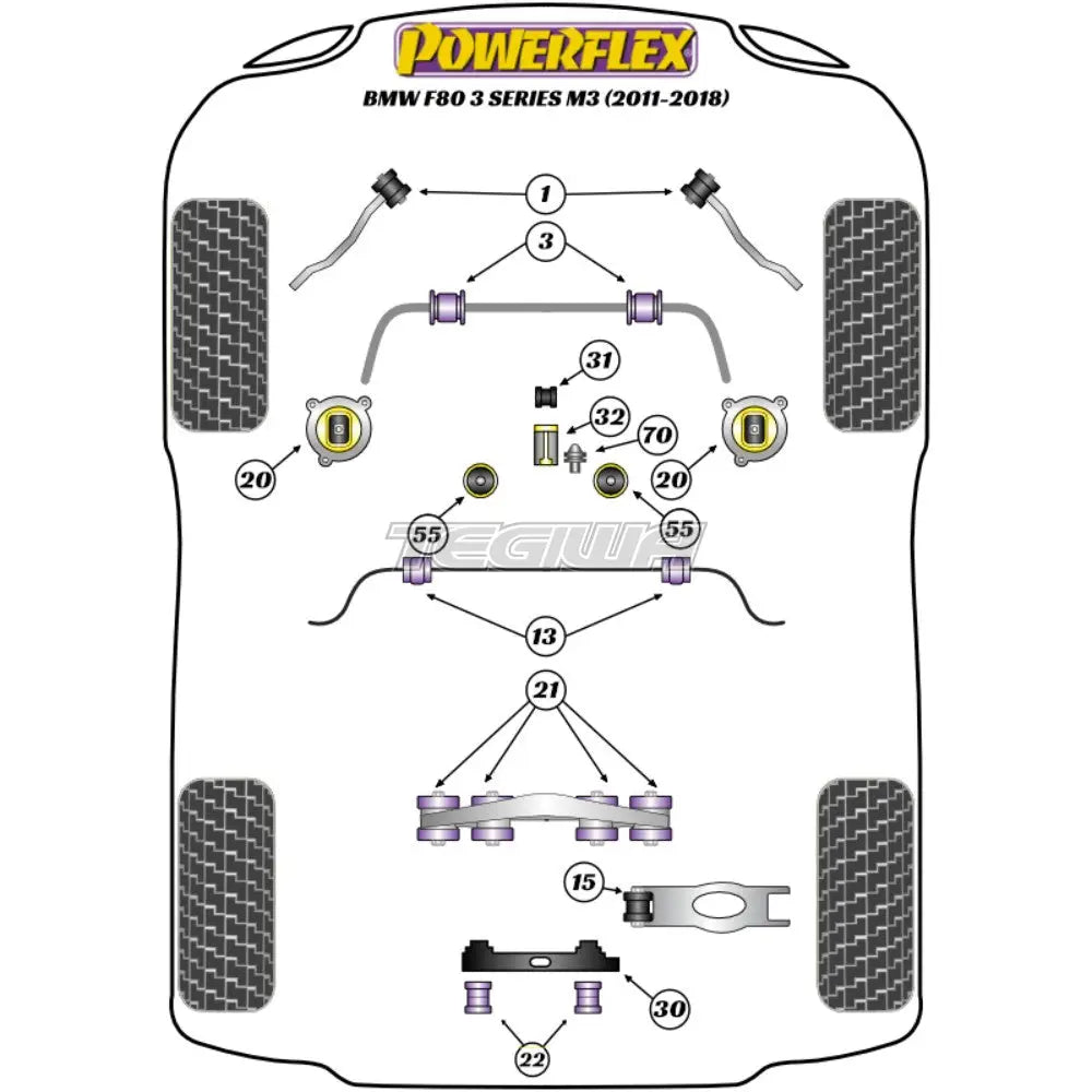 Powerflex Road & Black Series Dual-Mount Rear Differential Bracket Bmw 3 F30 F31 F34 F80 M3 11-18