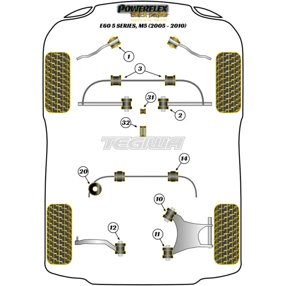 Powerflex Road & Black Series Front Roll Bar/Subframe Strengthening Support Plate Bmw 5 E60 E61 M5