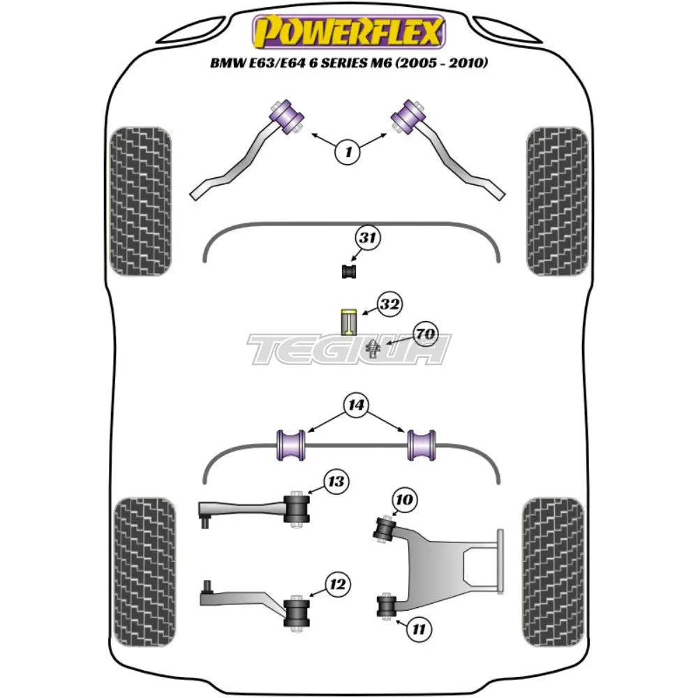 Powerflex Road & Black Series Front Roll Bar/Subframe Strengthening Support Plate Bmw 6 E63 E64 M6