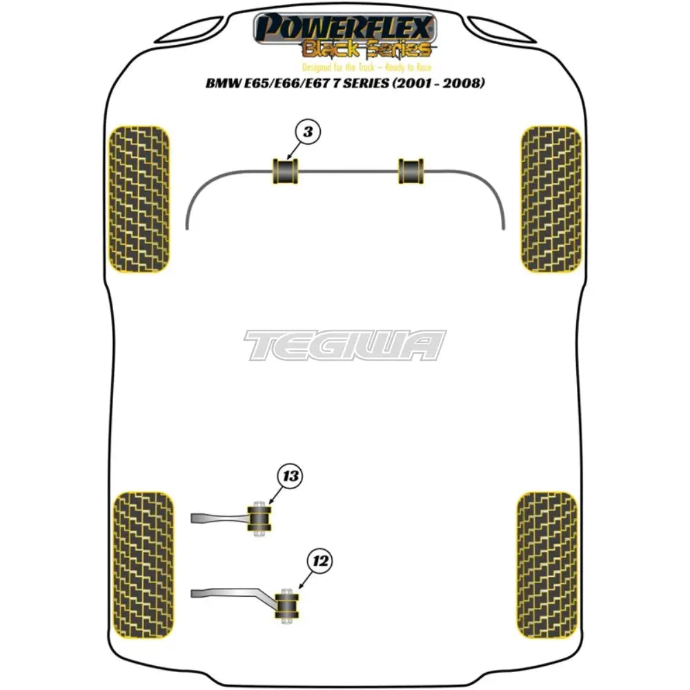 Powerflex Road & Black Series Front Roll Bar/Subframe Strengthening Support Plate Bmw 7 E65 E66 E67