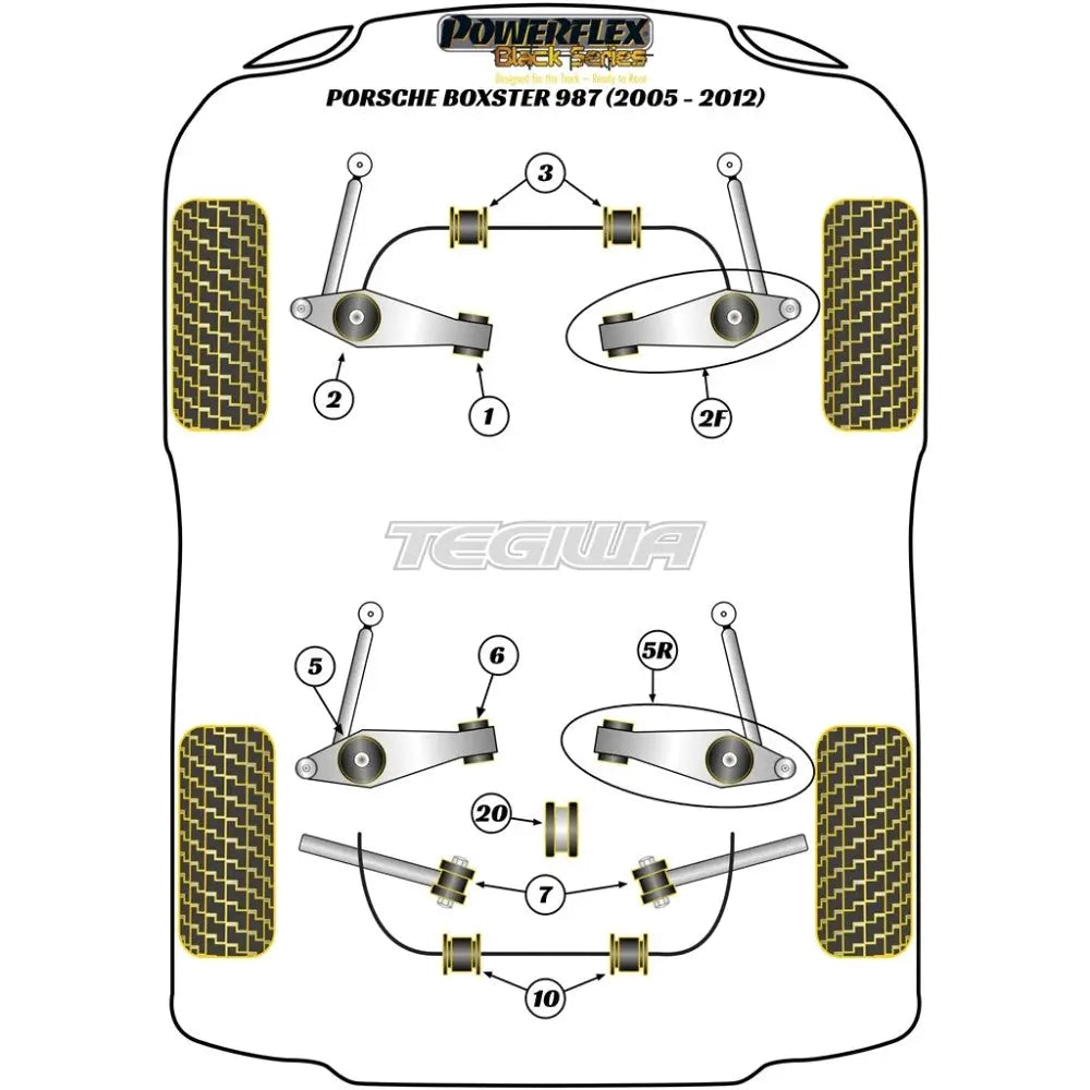 Powerflex Road & Black Series Track Control Arm Inc Bush Kit Adjustable Porsche 987 Boxster 05-12 -