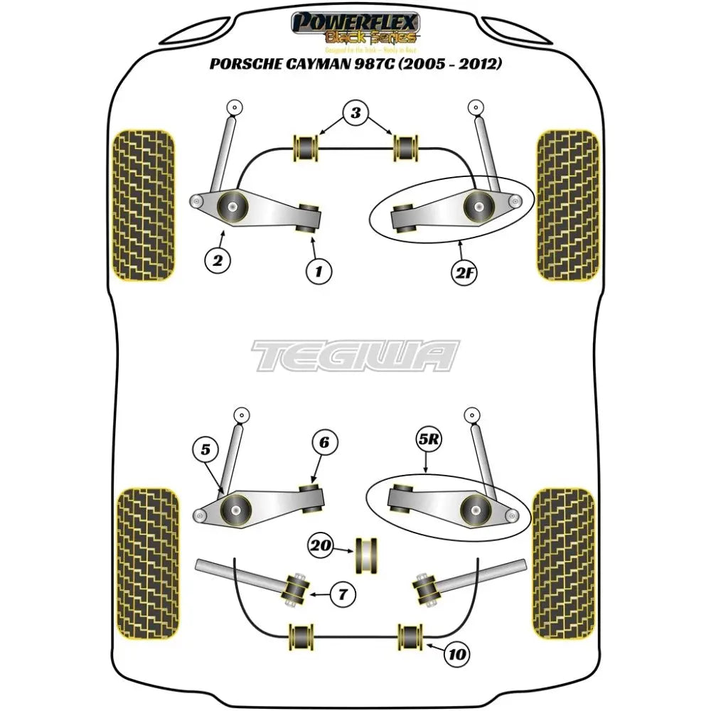 Powerflex Road & Black Series Track Control Arm Inc Bush Kit Adjustable Porsche 987C Cayman 05-12 -